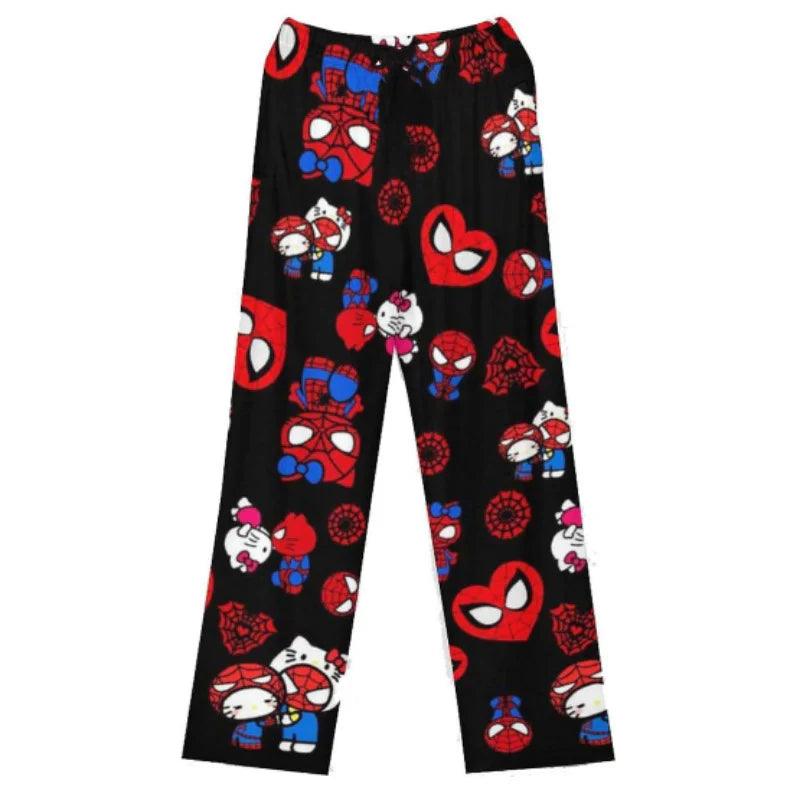 HelloKitty&Spiderman Fluffy Fleece Warm Pajamas Pants