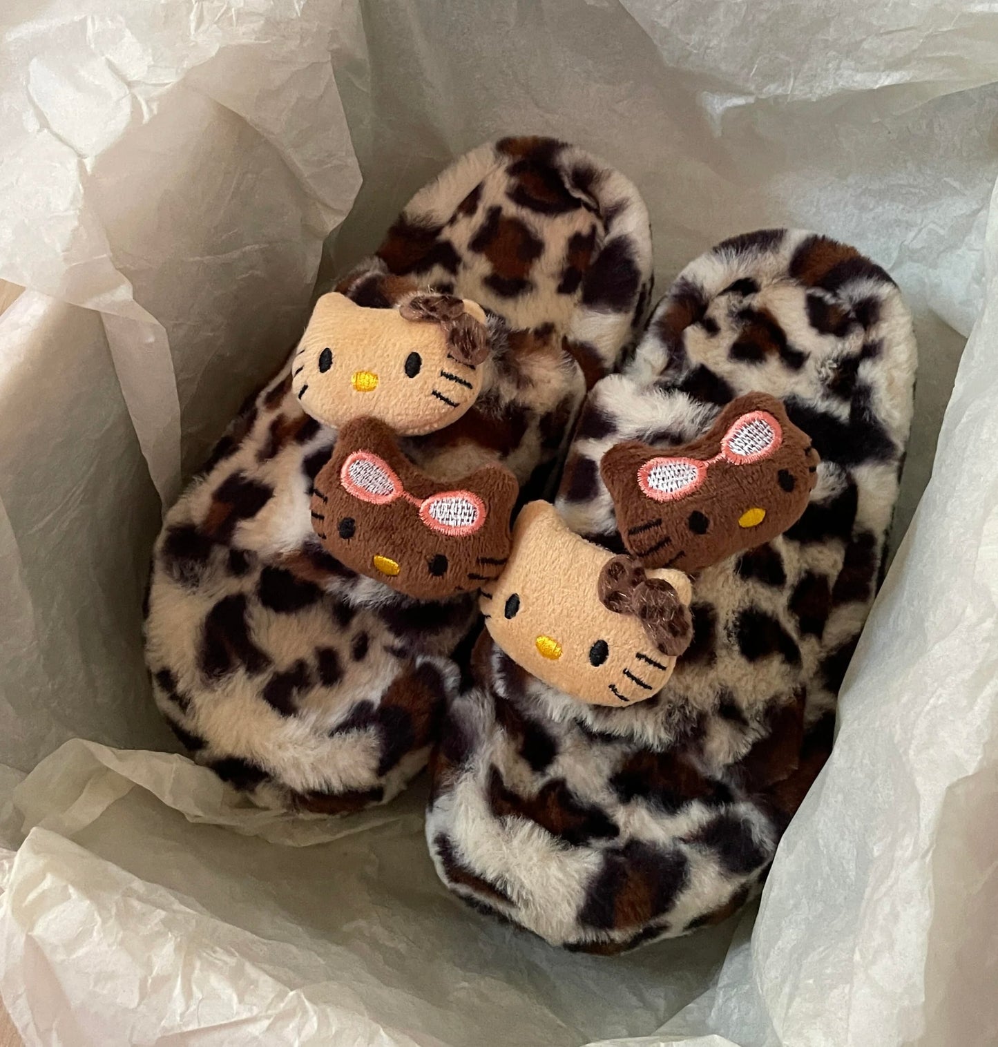 Hellokitty Leopard Print Platform Slippers
