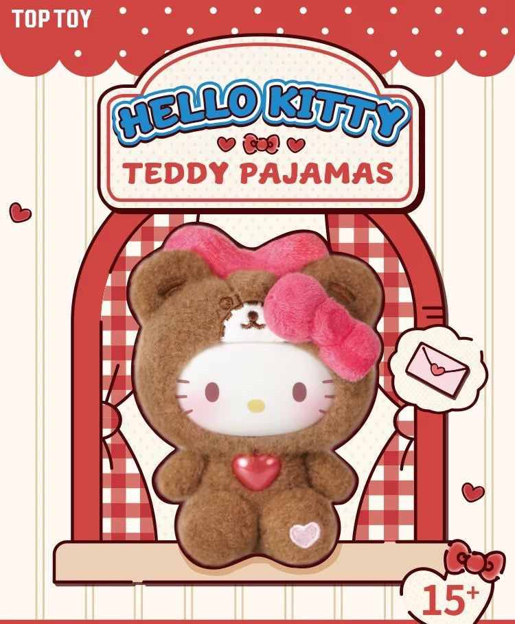 Hello Kitty Teddy Pajamas Plush Keychain Blindbox