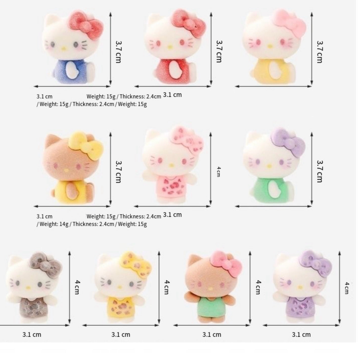 Hello Kitty 3D Decorative Figurine 10 pic Set