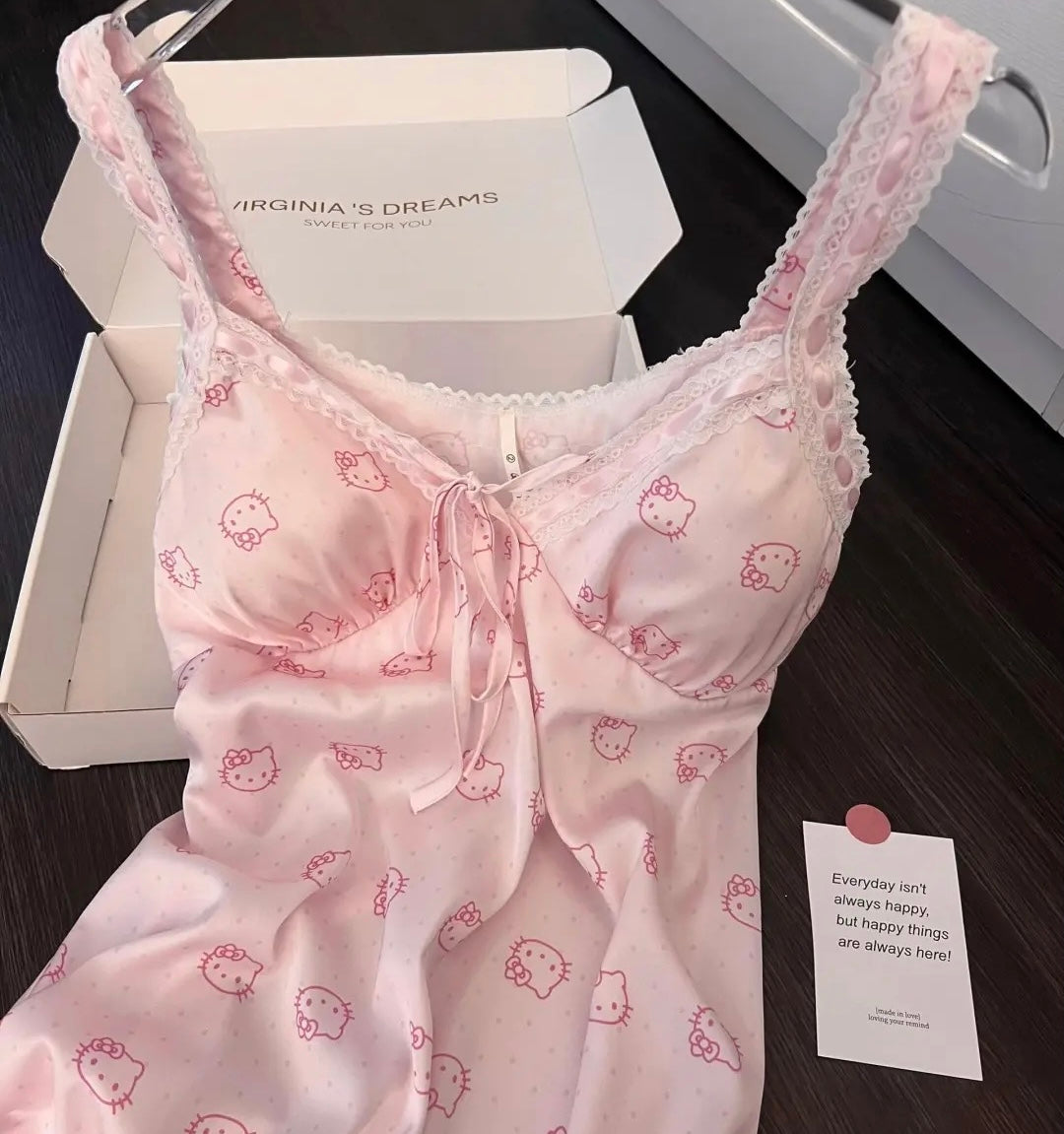 HelloKitty Pink Lace Silken Whisper Camisole Dress