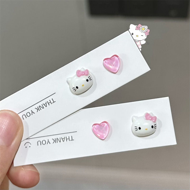 Hello Kitty Pink Heart Stud Earrings