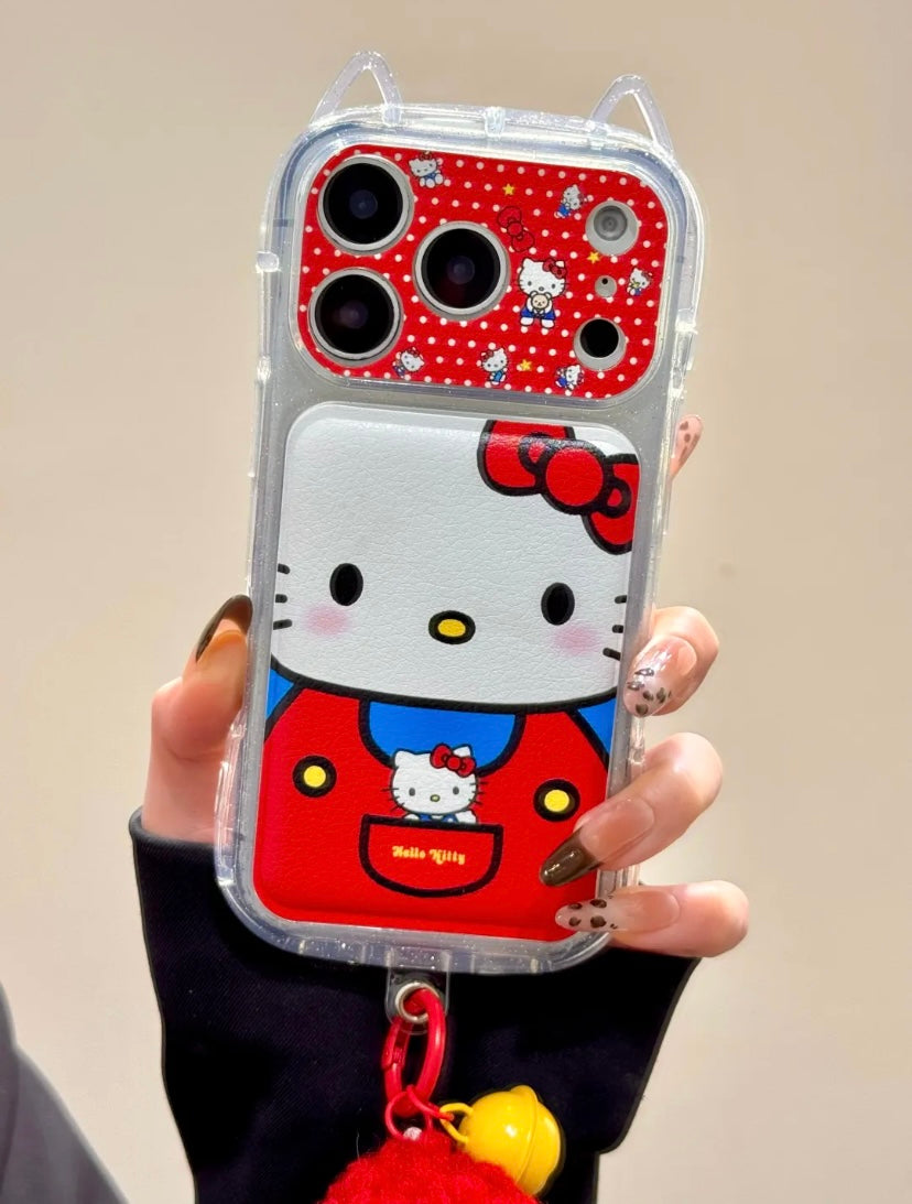 Hello Kitty in Denim 3D Ears iPhone Case With Keychain