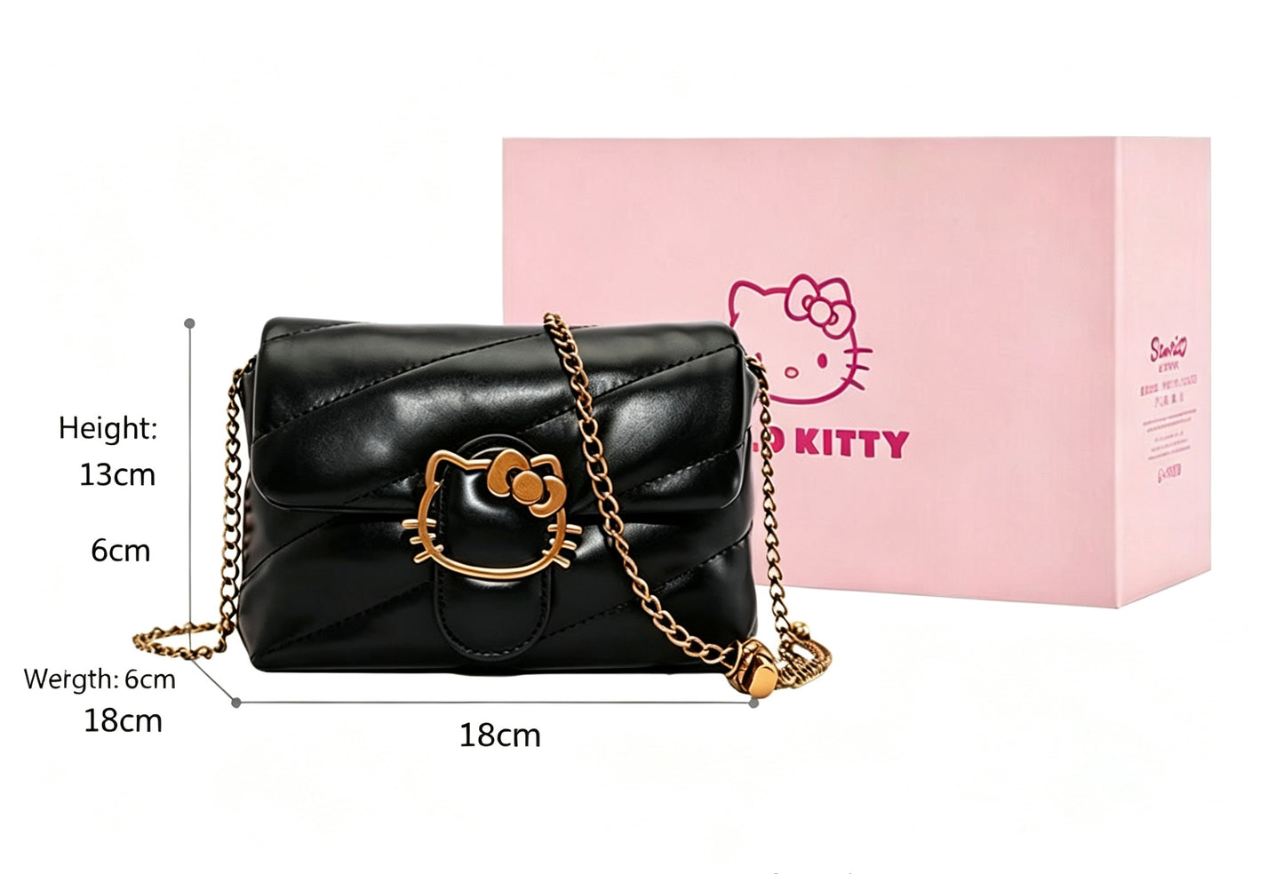Kitty Quilted Chain Crossbody Bag