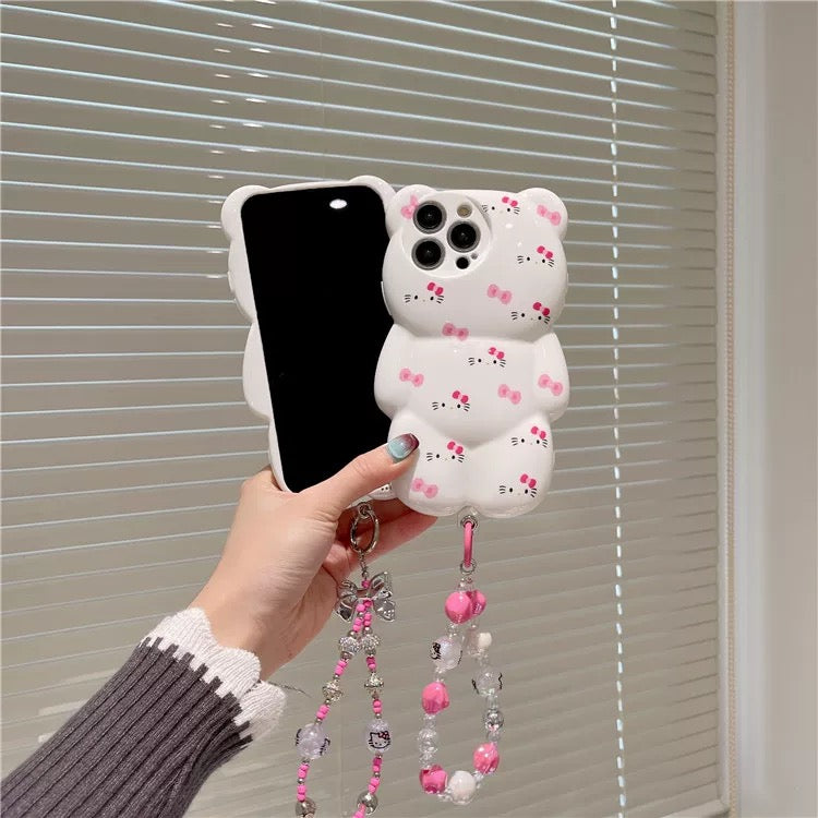 Hello Kitty 3D Bear Phone Case with Phone Charm 🎀
