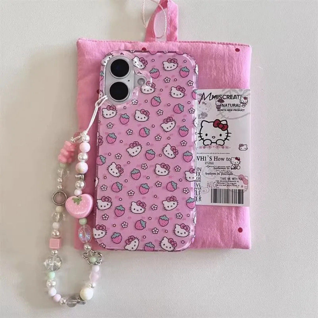 Hello Kitty’s Strawberry Dreams Phone Case with Dangling Charm🍓✨