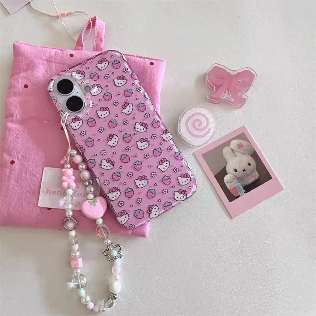 Hello Kitty’s Strawberry Dreams Phone Case with Dangling Charm🍓✨