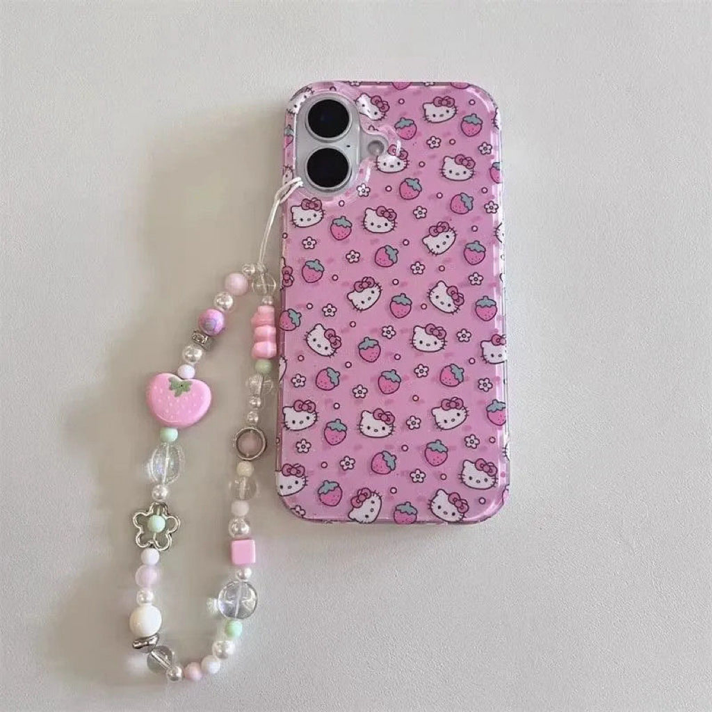 Hello Kitty’s Strawberry Dreams Phone Case with Dangling Charm🍓✨