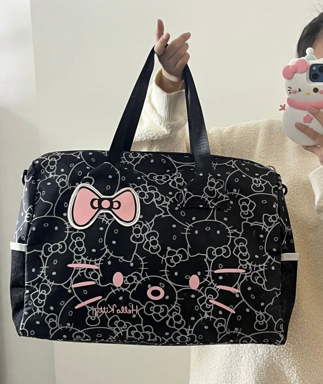Hello Kitty Signature Face Duffle Bag | Gym Bag | Travel Companion