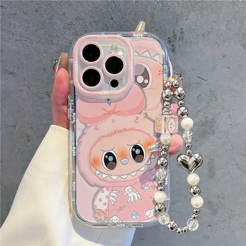 LABUBU Grinning Face Pastel Phone Case with Phone Charm