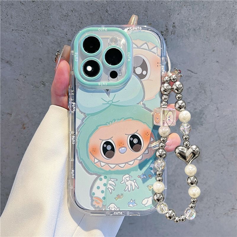 LABUBU Grinning Face Pastel Phone Case with Phone Charm