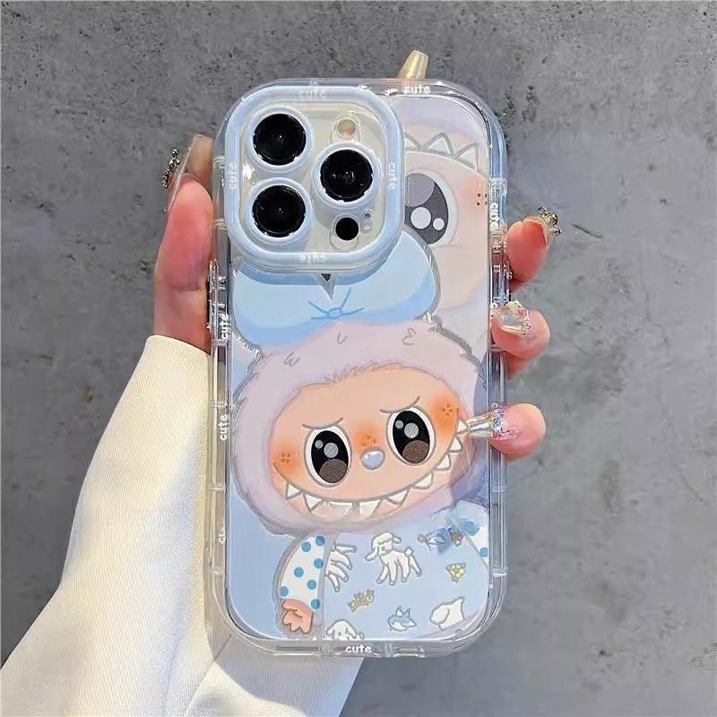 LABUBU Grinning Face Pastel Phone Case with Phone Charm
