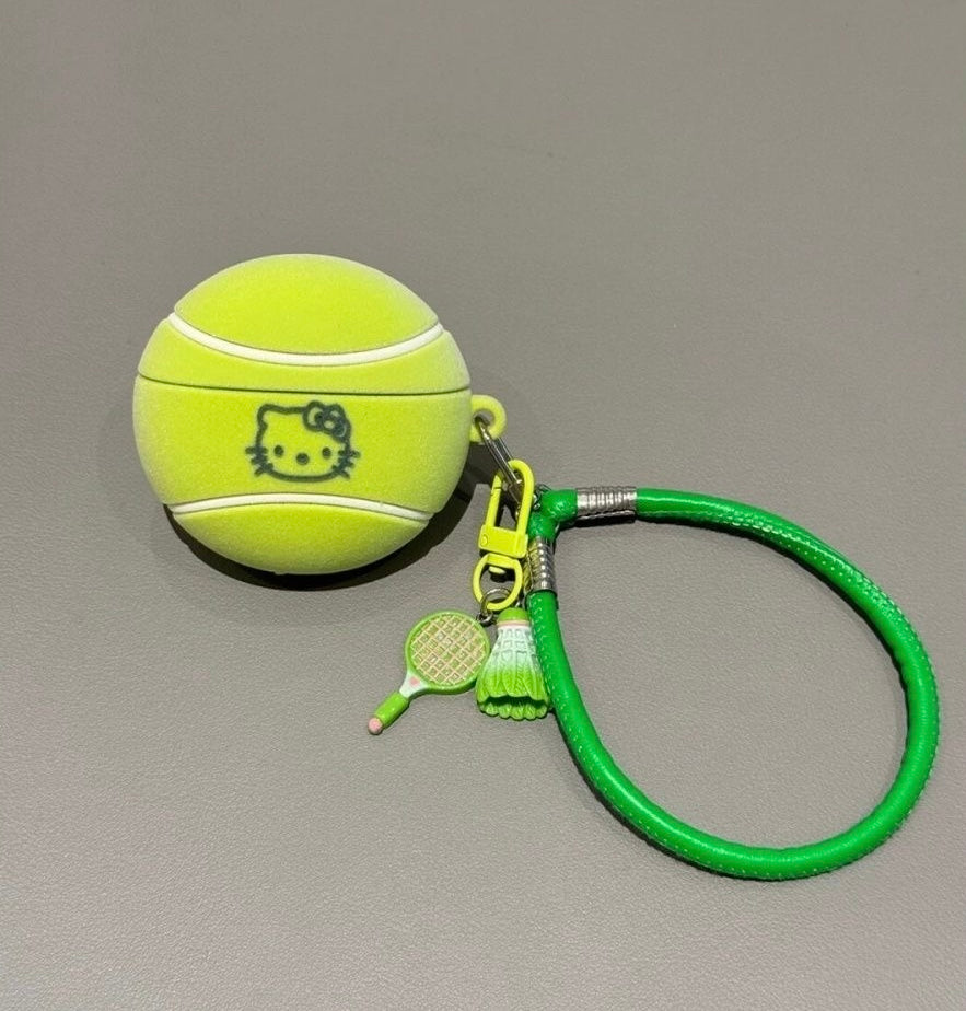 Hello Kitty Pink Tennis Ball AirPod Case with Bracelet Charm