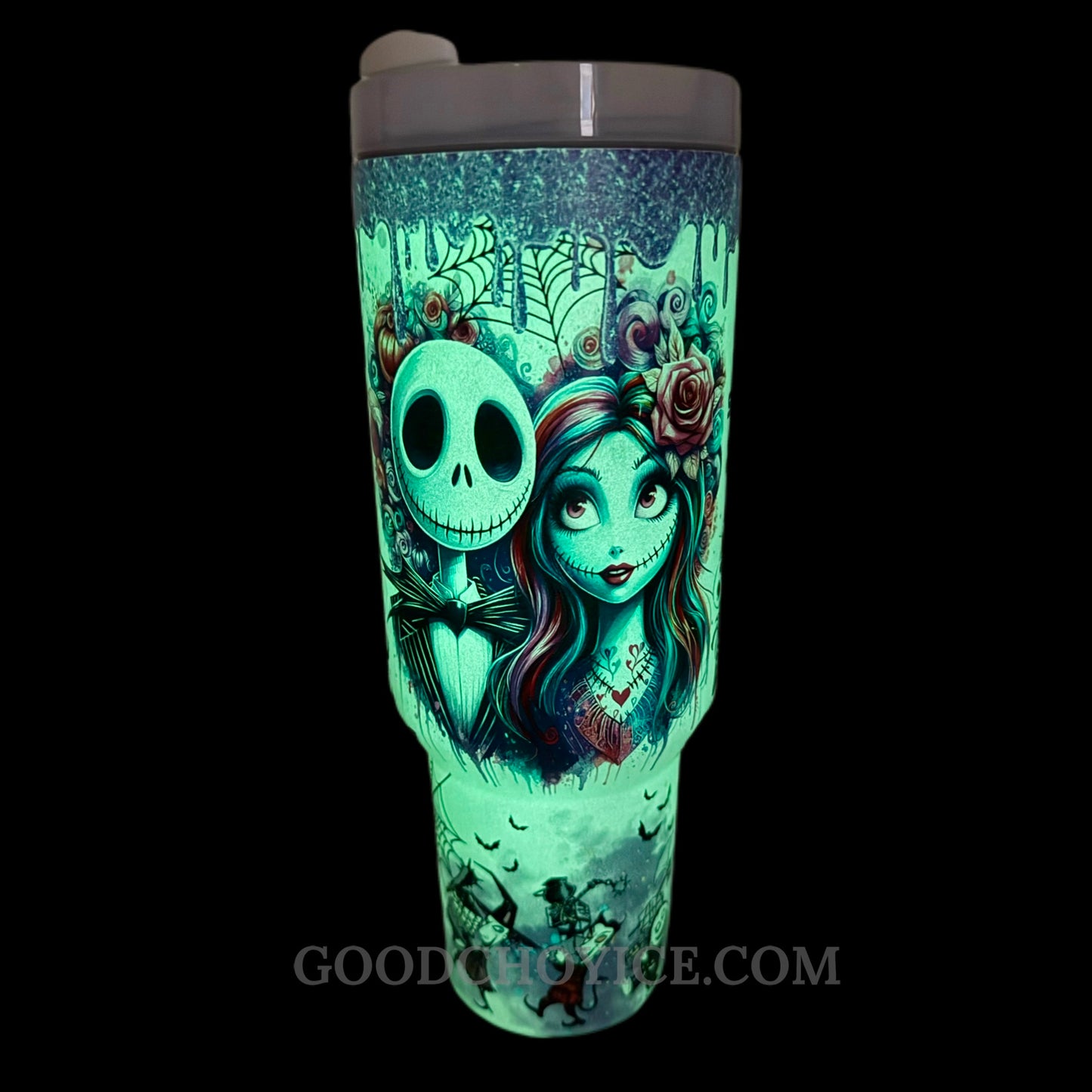 Sally & Jack Skellington Midnight Magic Glow-in-the-Dark 40 Oz Tumbler 🖤💀✨🎃 Limited Edition