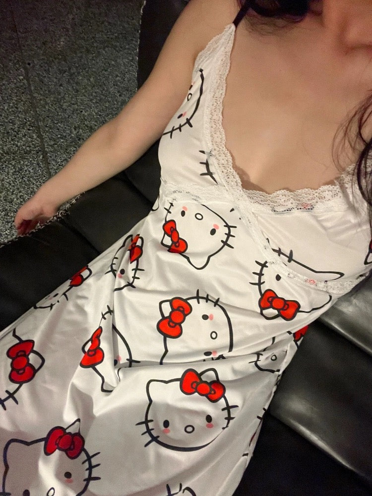HelloKitty Seidiges Nachthemd mit Spaghettiträgern