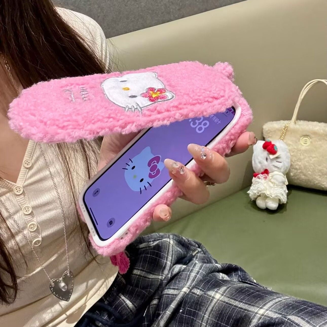 HelloKitty Y2K Pink Fluffy Phone Case