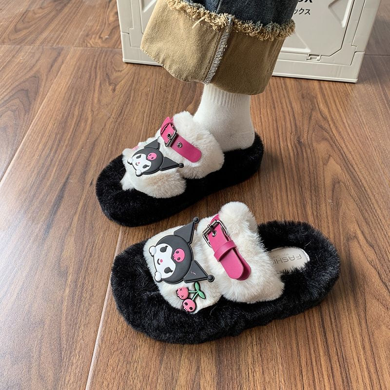 Kuromi – Kuschelige, flauschige Hausschuhe mit offenen Zehen