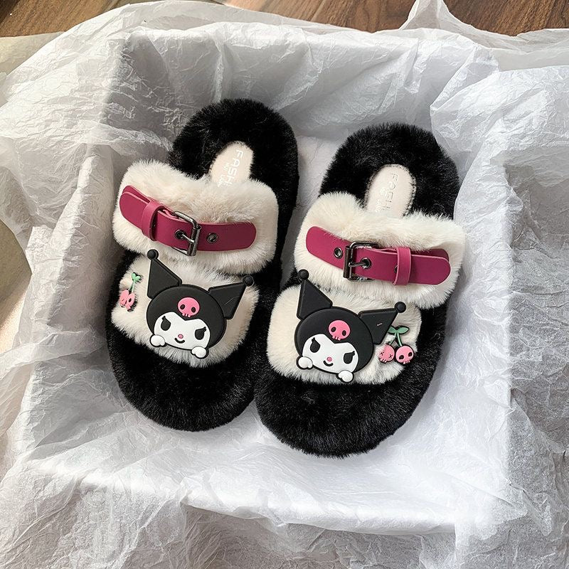 Kuromi – Kuschelige, flauschige Hausschuhe mit offenen Zehen