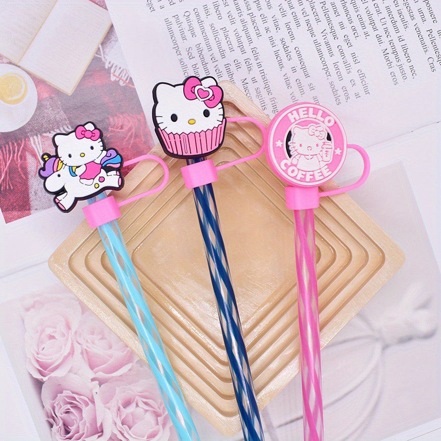 Hello Kitty Straw 6 PCs Toppers Set