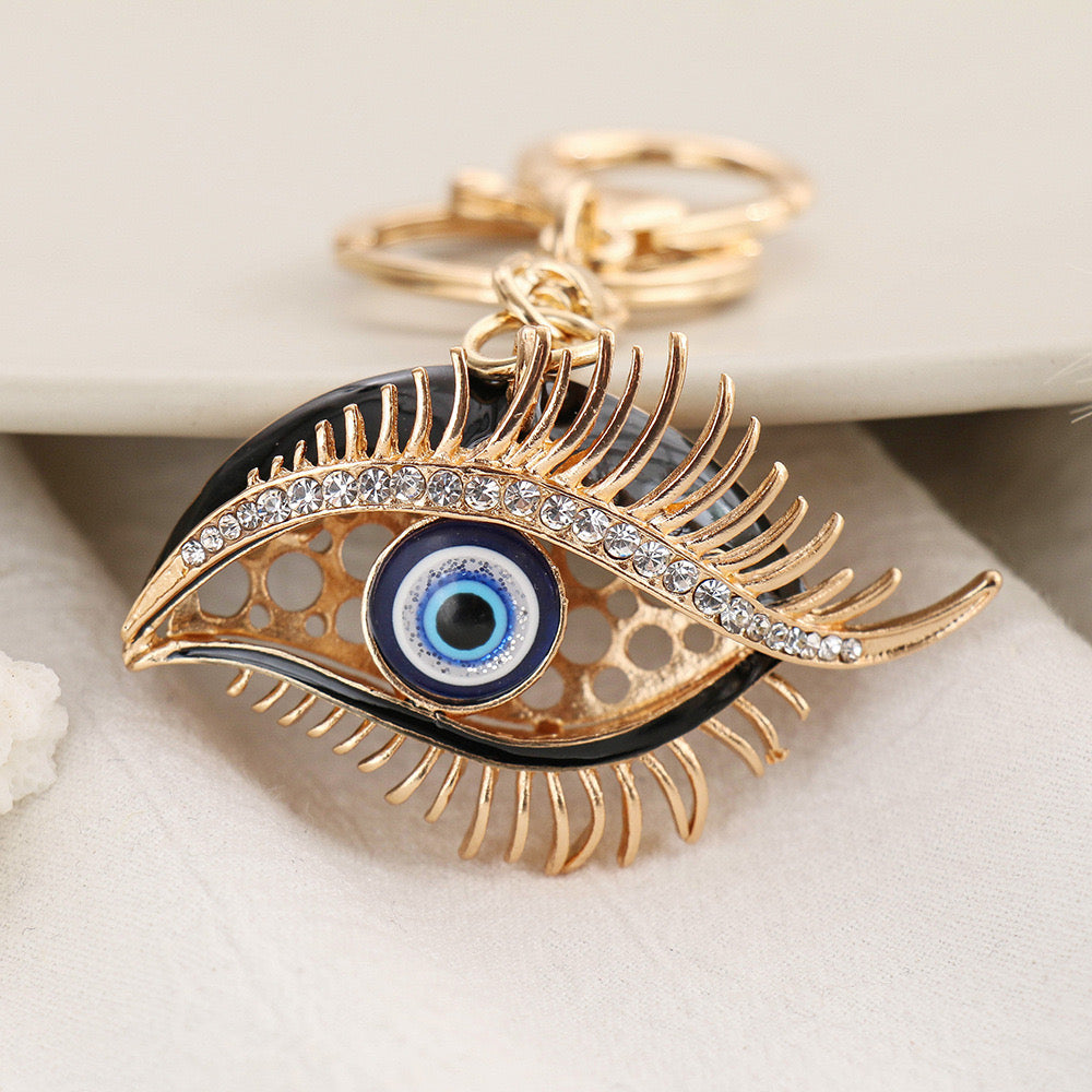 Devil's Eye Rhinestone Keychain (100% handmade)
