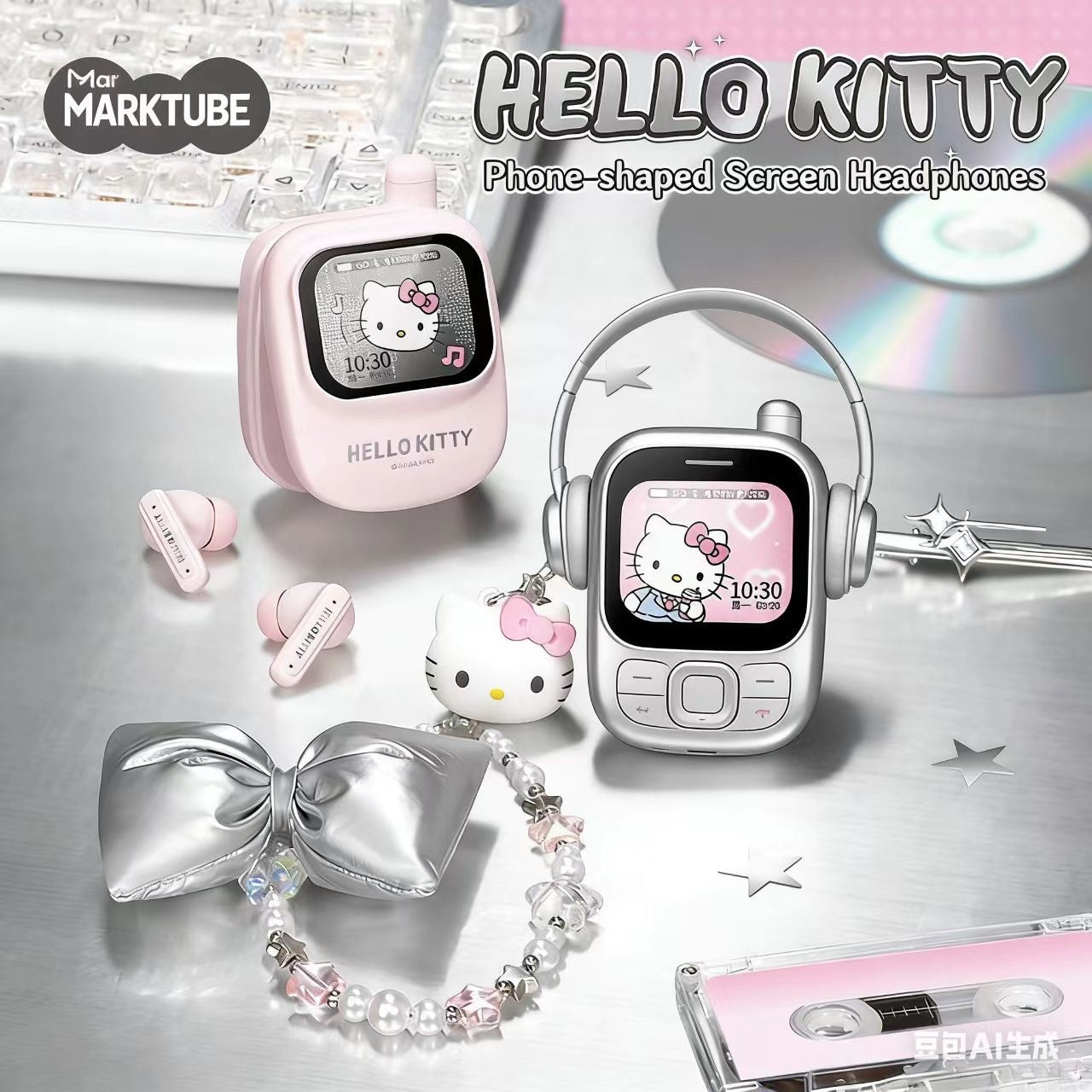 Hello Kitty Smart Screen Bluetooth Earphones Gift Set