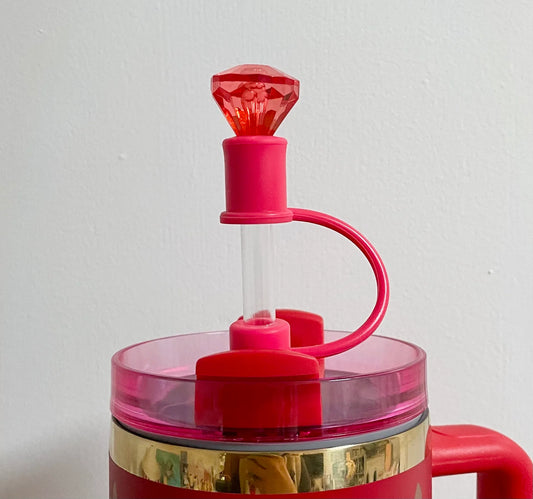 Festive Tri-Color Diamond Straw Toppers (3-Pack)