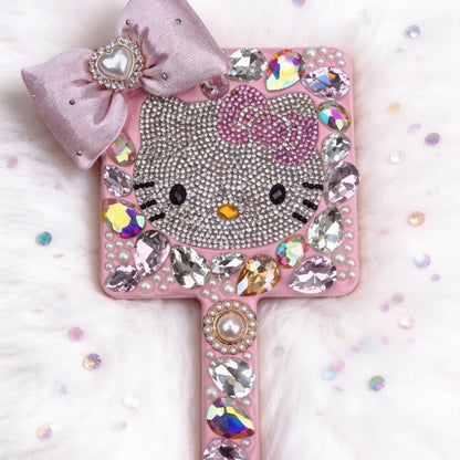 Bling Rhinestone Hello Kitty Handheld Mirror with Bow