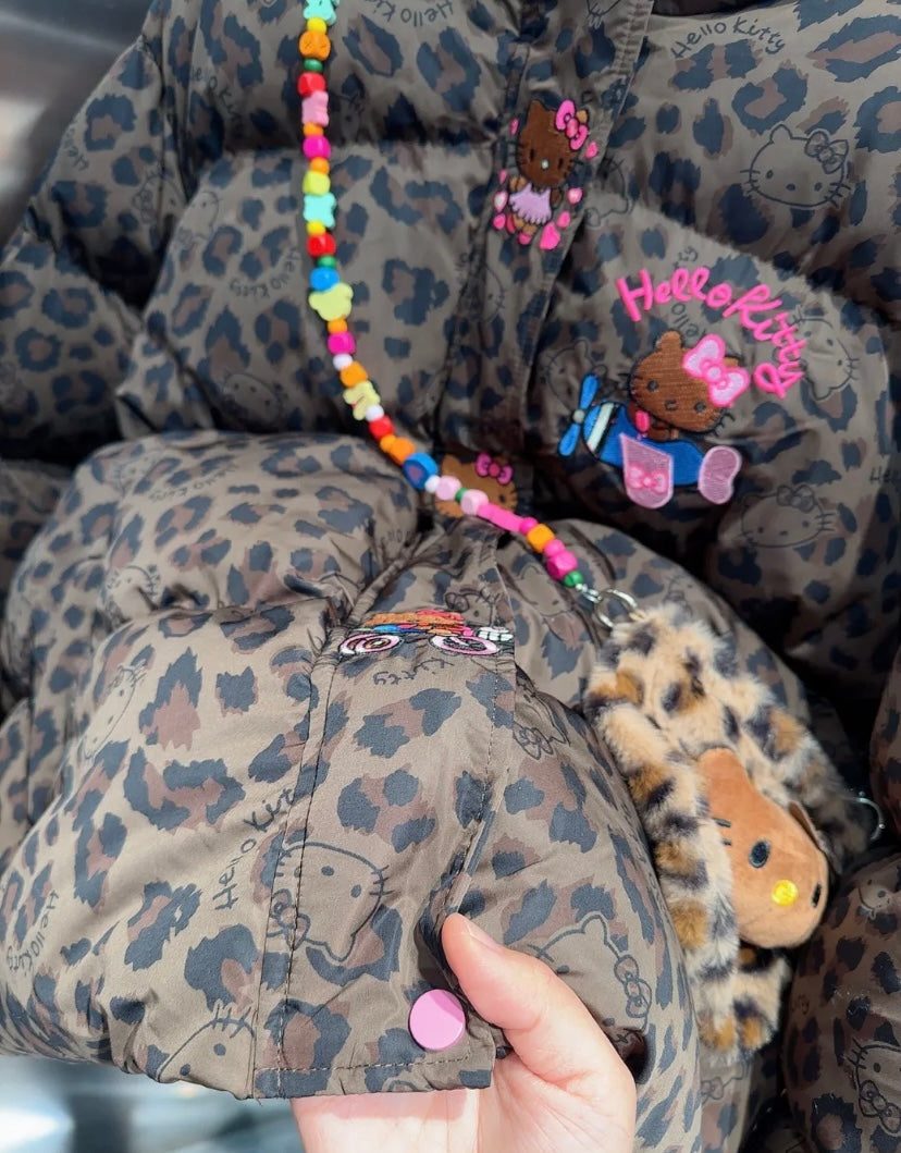 Hello Kitty Leopard Print Signature Plush Coat&Fluffy Bag