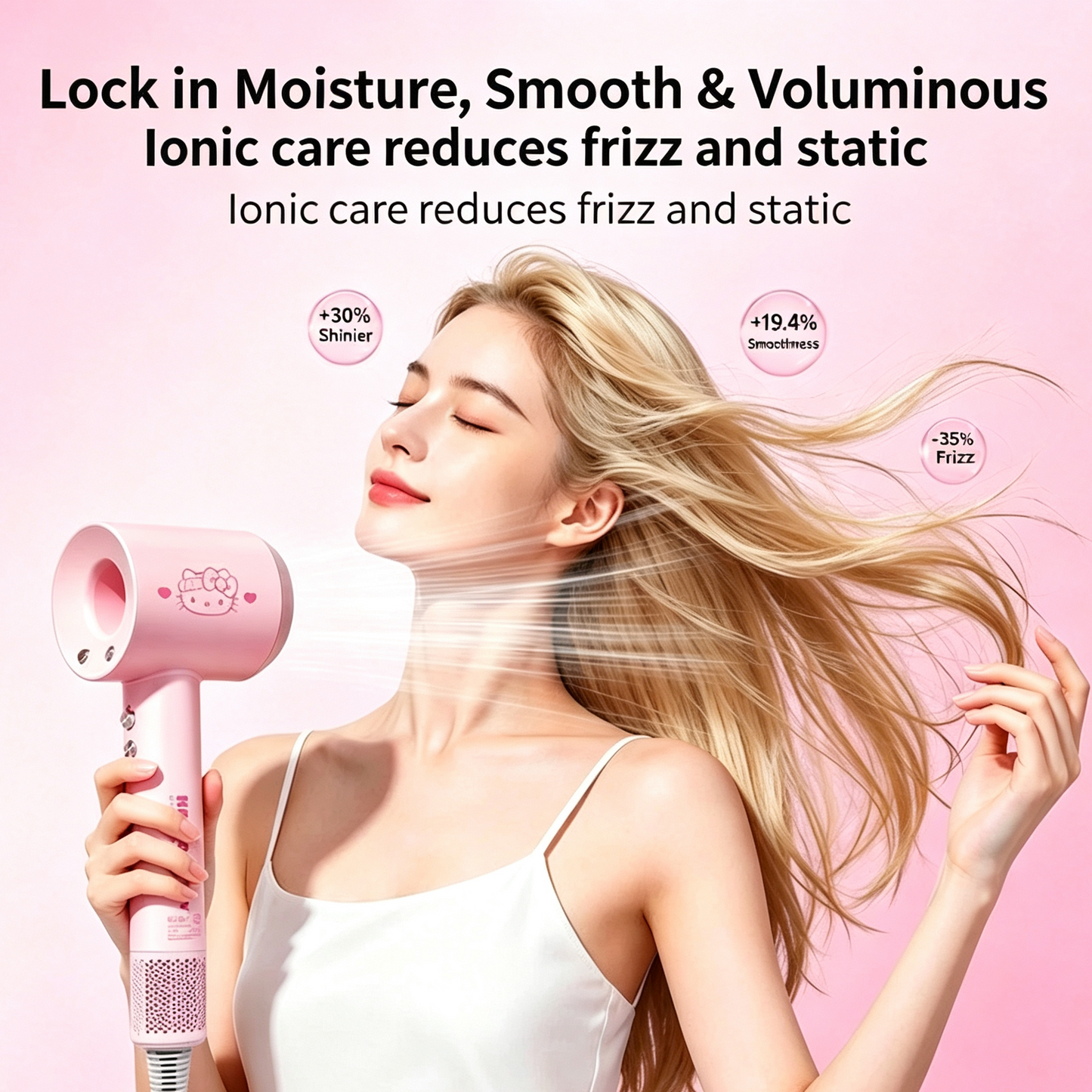 Licensed Hello Kitty S01 Ionic High Speed Hair Dryer Kawaii Pink Styling Dryer