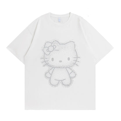 Sparkle Rhinestone Hello Kitty Oversized Cotton Tee
