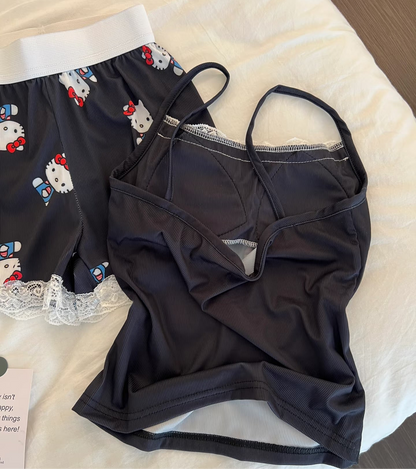 Hello Kitty Pink Lace Bralette & Shorts Set