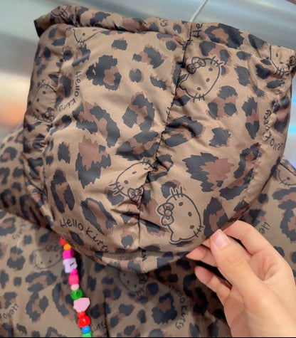 Hello Kitty Leopard Print Signature Plush Coat&Fluffy Bag