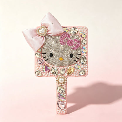 Bling Rhinestone Hello Kitty Handheld Mirror with Bow