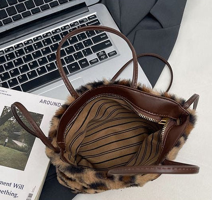 Hello Kitty 3-Way Leopard Print Plush Tote Bag