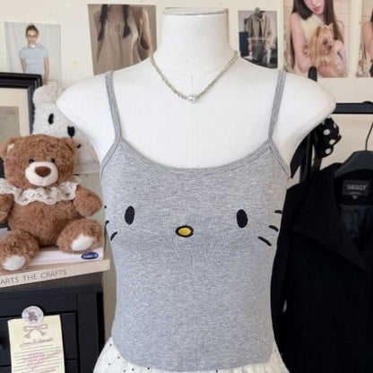  Hello Kitty Print Cami Top with Built-in Bra