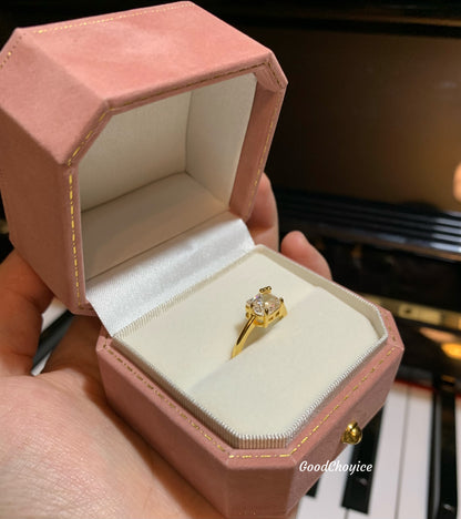 Hellokitty 925 Sterling Silver White Gold Plated Cubic Zirconia Promise Ring