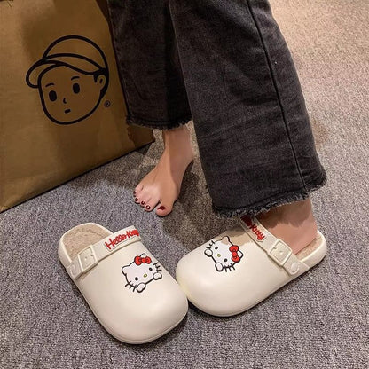 Hello Kitty Fuzzy Indoor Outdoor Slippers