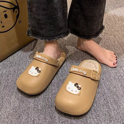 Hello Kitty Fuzzy Indoor Outdoor Slippers