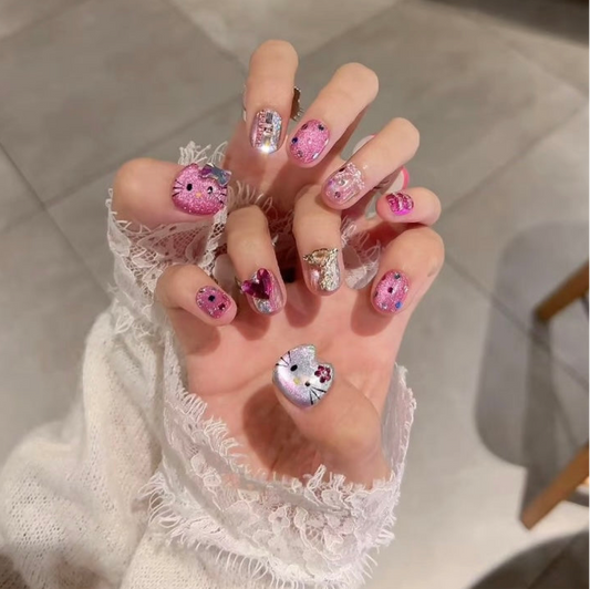 Hello Kitty Pink Sparkle Crush Press On Nails Press-On Nail Set