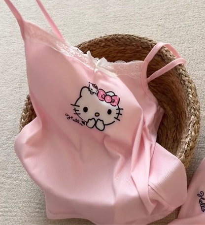 Hello Kitty Pink Lace Bralette & Shorts Set