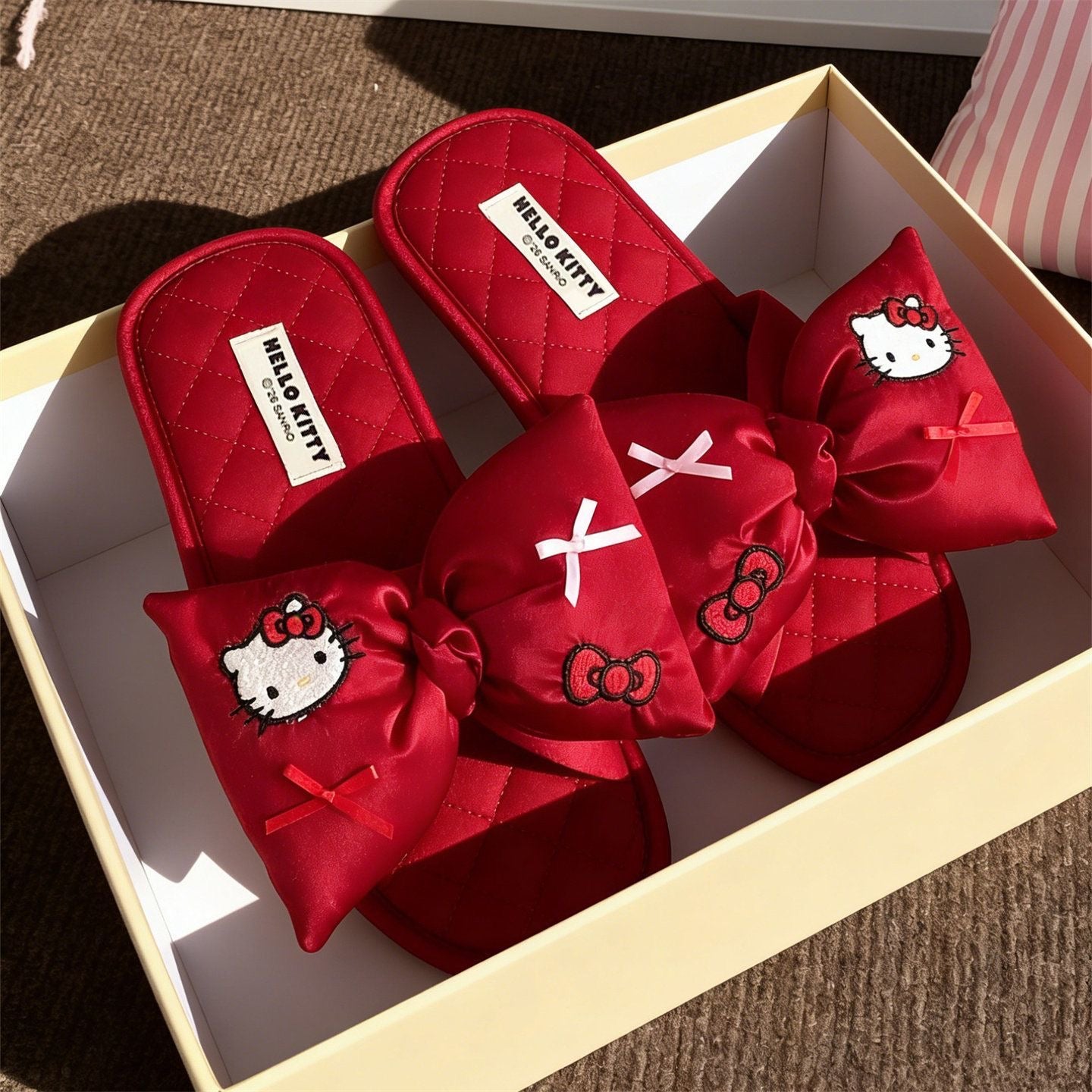 Hello Kitty Satin Bow Home Slippers