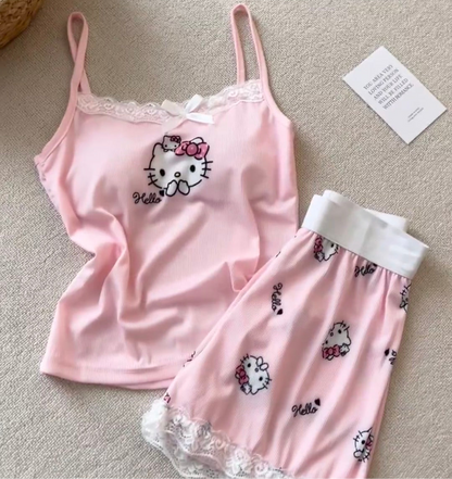 Hello Kitty Pink Lace Bralette & Shorts Set