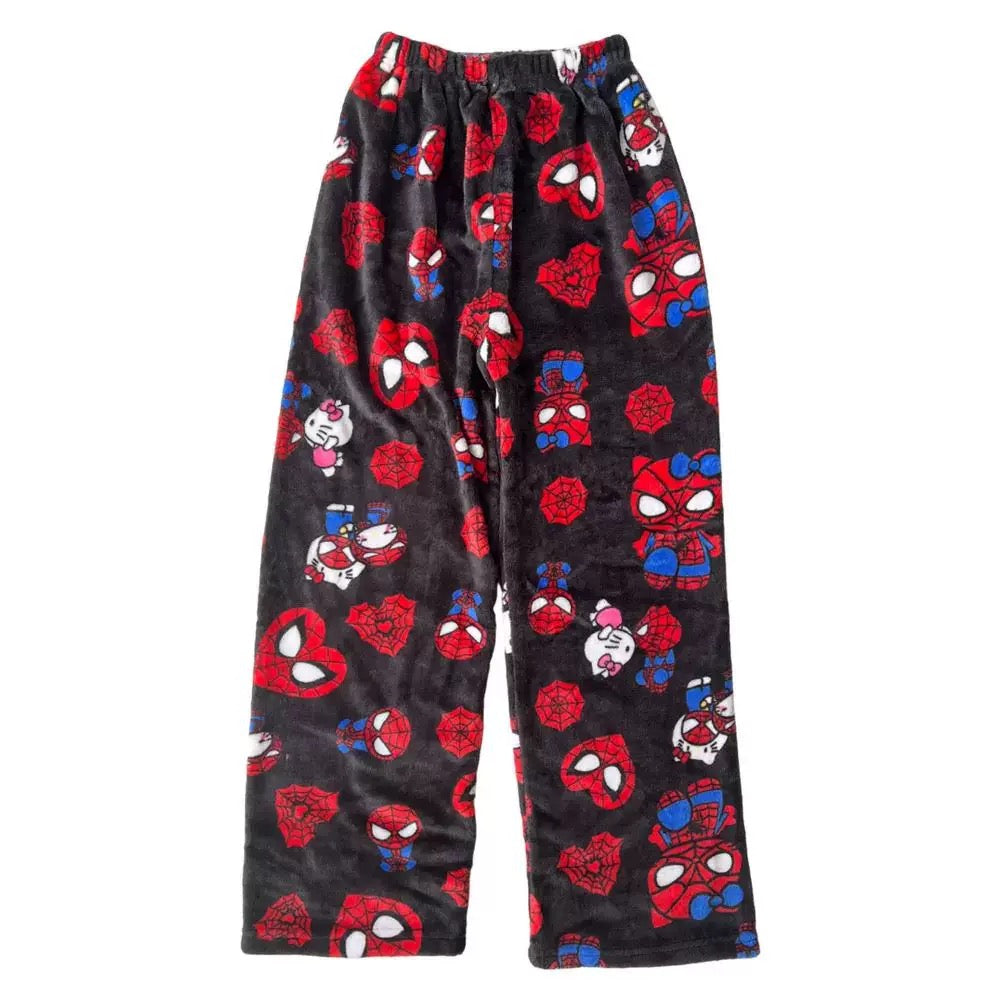 HelloKitty&Spiderman Fluffy Fleece Warm Pajamas Pants
