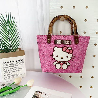 Hello Kitty Pink Woven Tote Bag - Cuteness Overload