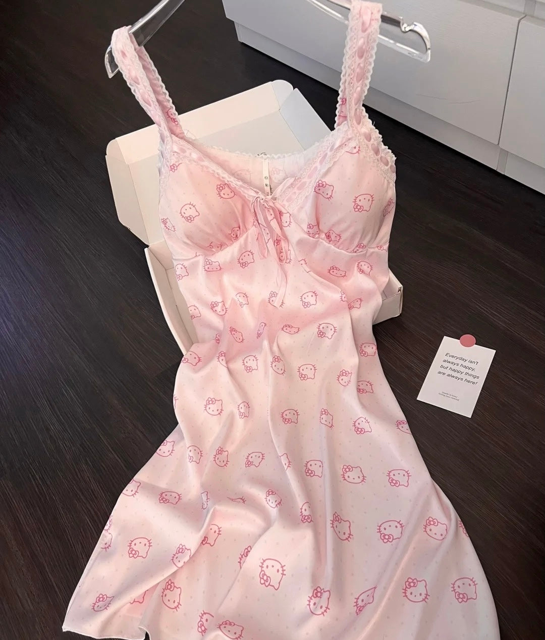 HelloKitty Pink Lace Silken Whisper Camisole Dress