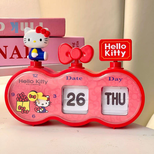 Hello Kitty Retro Flip Desk Calendar Clock