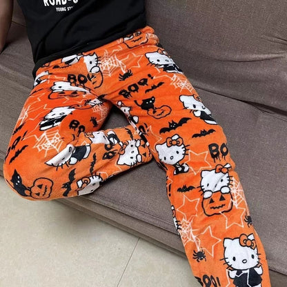 HelloKitty Halloween Fluffy Fleece Warm Pajamas Pants