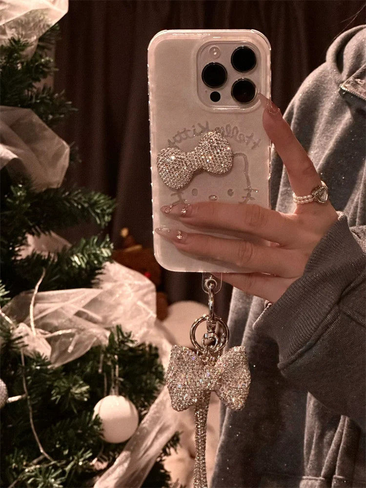 Hello Kitty Silver Rhinestone Bow Bow Phone Case
