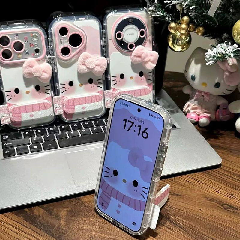 Hello Kitty Pink Bow Scarf Stand Phone Case