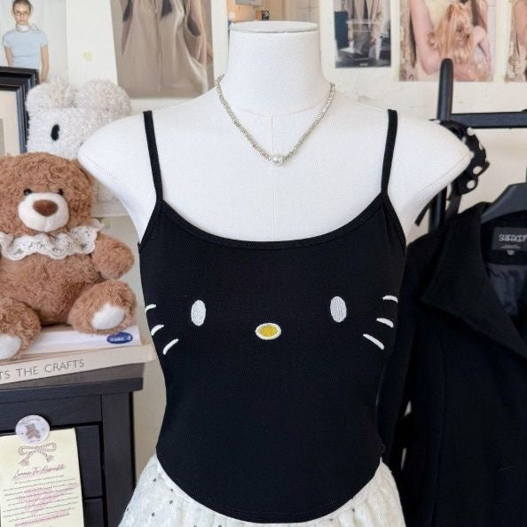  Hello Kitty Print Cami Top with Built-in Bra